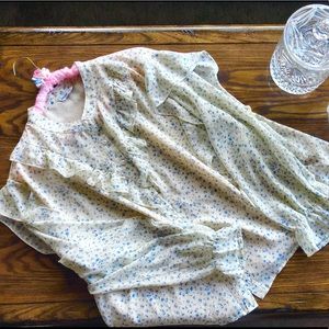 MsShe plus size beige floral button down blouse